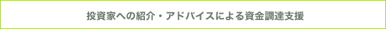 投資家への紹介・アドバイスによる資金調達支援